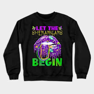 Let The Shenanigans Begin Mardi Gras Lips Kids Men Crewneck Sweatshirt